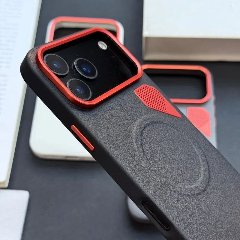 Luxury Magnetic Leather iPhone Case with Heat Dissipation