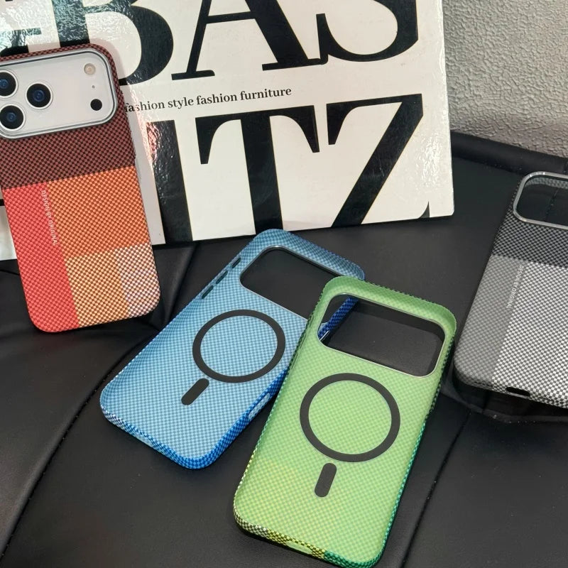 New Color Matching Carbon Fiber Textured Magnetic Case for iPhone
