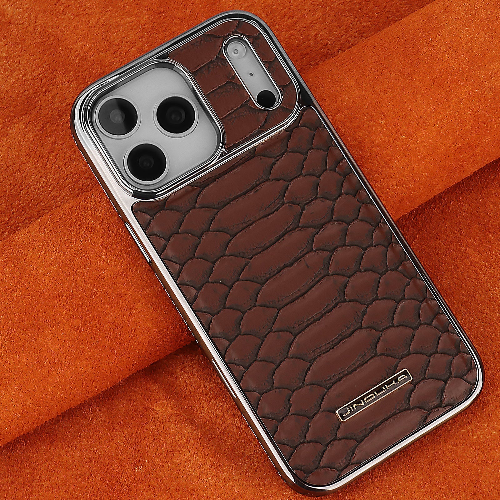 High-Quality Leather iPhone Case – Snake Pattern, Plating Frame, Shockproof