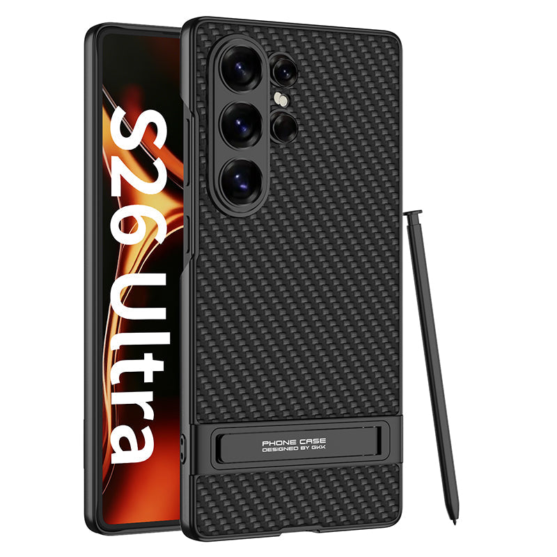 LuxSkin Matte Leather Case – Ultra-Thin Shockproof Cover with Bracket for Samsung Galaxy S26 Ultra